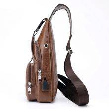 Men's PU USB Crossbody Bag TRAVEL & OUTDOOR Color : Black|Brown 