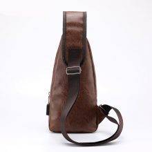 Men's PU USB Crossbody Bag TRAVEL & OUTDOOR Color : Black|Brown 